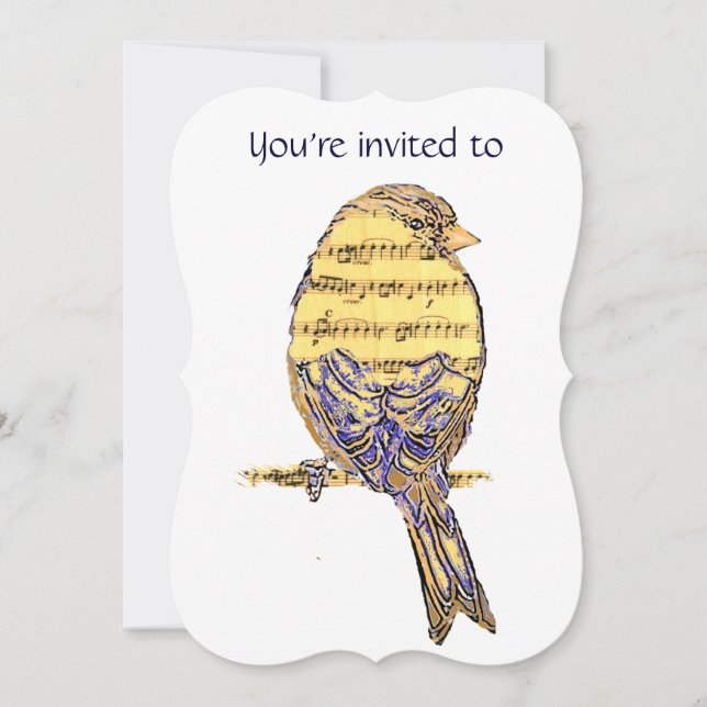 Gedächtnisdienst Musik mit Vogel einladen Einladung (Vorderseite)
