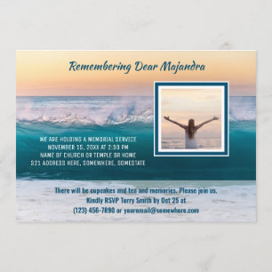 Gedächtnisdienst Seeozeanwachs hinzufügen Ihr Foto Einladung