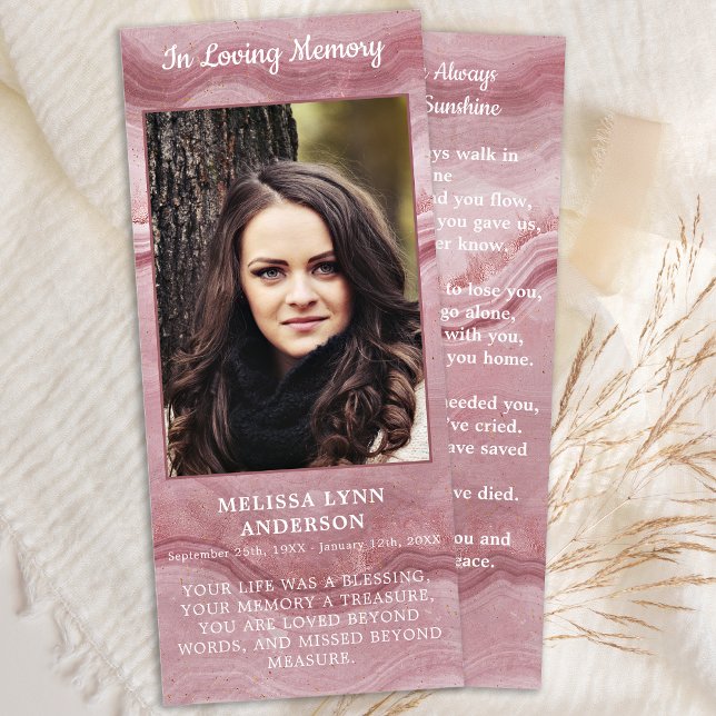 Gedächtnisfeier Beerdigung Foto Karte Rose Quarz (Von Creator hochgeladen)