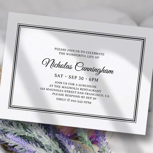 Gedächtnisfeier Klassisches Klassisches Elegantes Einladung (Von Creator hochgeladen)