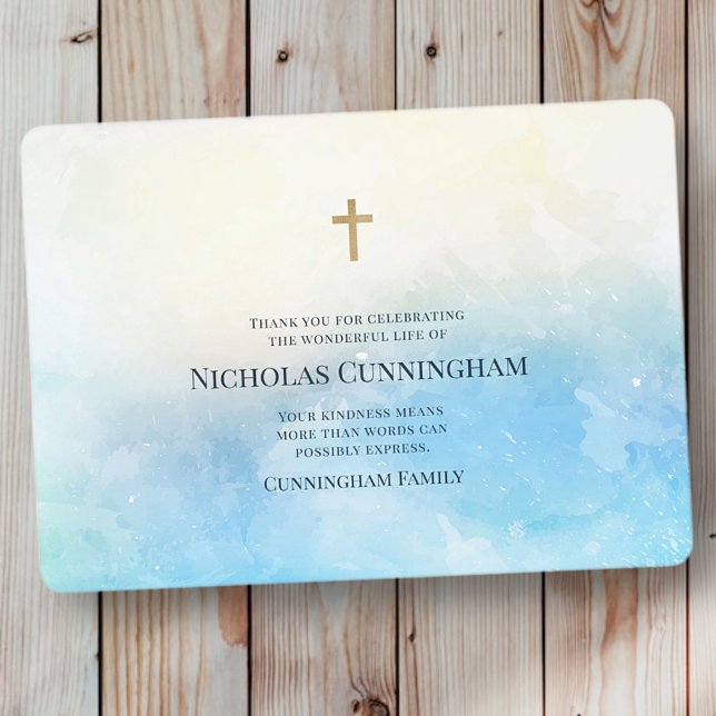 Gedächtnisfeier Moderne Wasserfarben Dankeskarte (Von Creator hochgeladen)