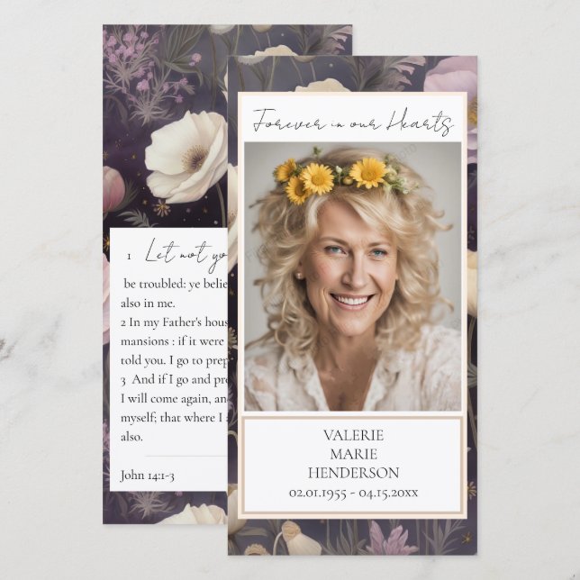Gedächtnisflorale Foto Beerdigung Keepake Dankeskarte (Vorne/Hinten)