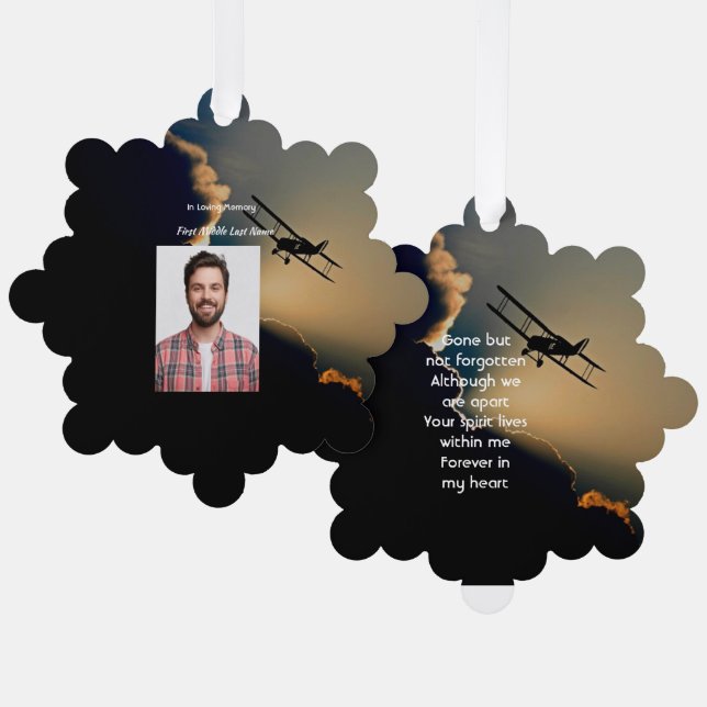 Gedächtnisflugzeug Foto Prayer Pilot Flugzeug Flug Ornament Karte (Vorderseite/Rückseite)