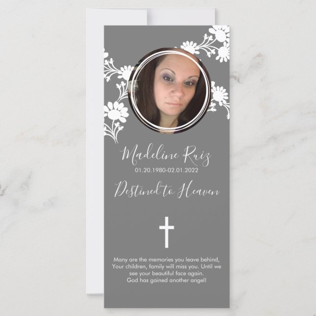 Gedächtnisfräsen Foto-Blumenmotiv (Vorderseite)