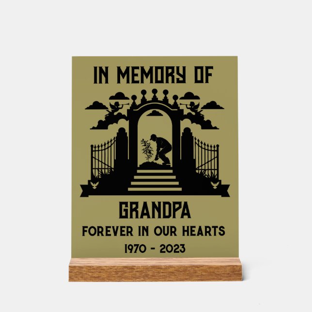 Gedächtnisgärtner-Beerdigung Acrylschild (Vorderseite)