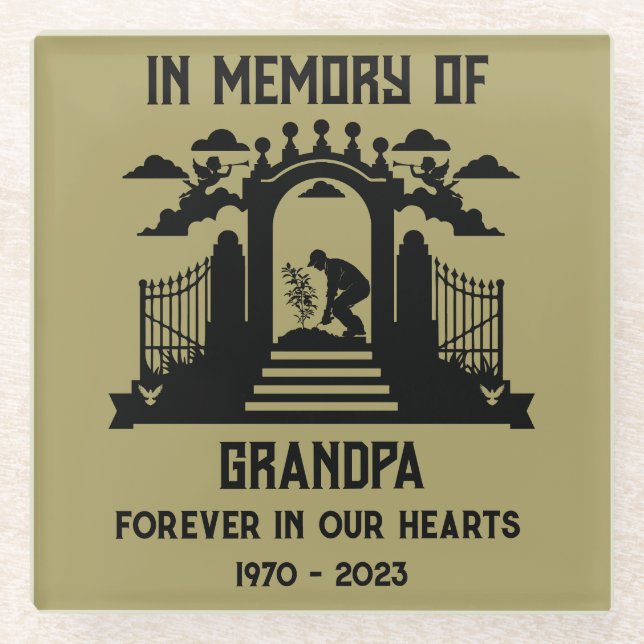 Gedächtnisgärtner-Beerdigung Glasuntersetzer (Vorderseite)