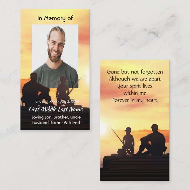 Gedächtniskarte Vater Son Fischen Fischer Visitenkarte (Vorne/Hinten)