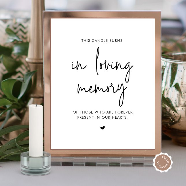 Gedächtniskerze lieben, Gedenktisch Hochzeiten Poster (In Loving Memory Candle, Wedding Memorial Table Sign, Digital Download, Modern Minimalist design)
