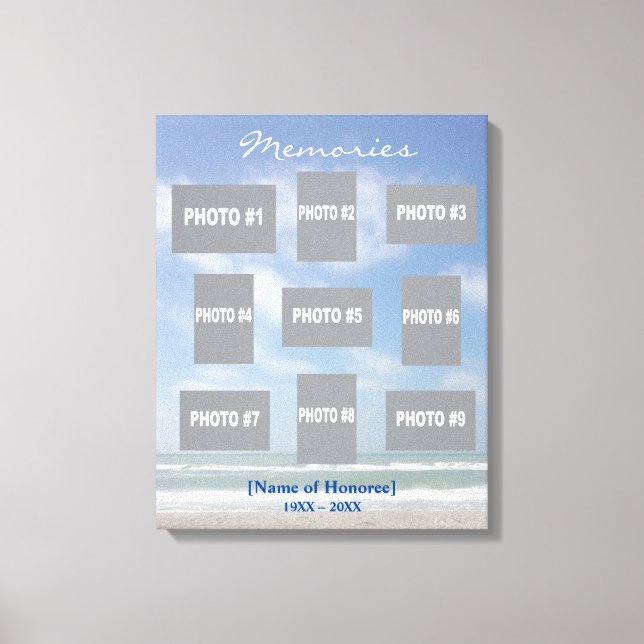 Gedächtniskollage mit Meereshintergrund Leinwanddruck (Vorderseite)