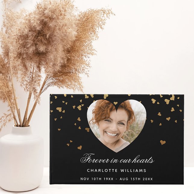 Gedächtnisschwarze Goldherzen Foto Gästebuch (Von Creator hochgeladen)