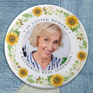 Gedächtnissonnenblumen Personalisiertes Foto Beerd Button