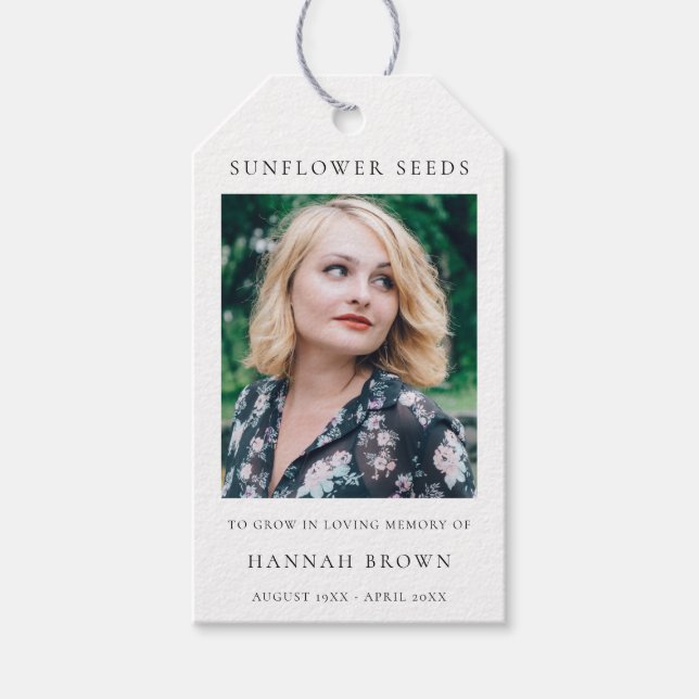 GedächtnisSonnenblumensaat | Elegante Chic Beerdig Geschenkanhänger (Vorderseite)