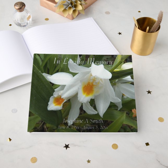 Gedächtnistraining für weiße Orchideen Gästebuch (Vorderseite offen)