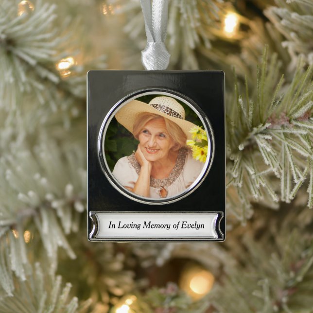 Gedächtnistraining zum Personalisierten Foto Banner-Ornament Silber (Baum)