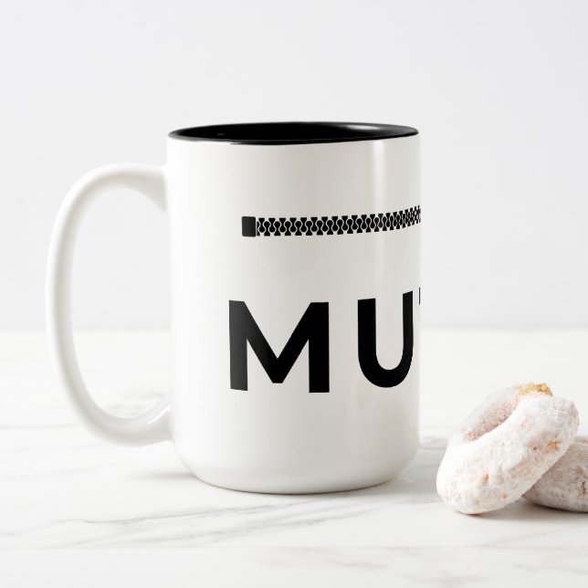 Gedämpft. Schwarz-Weiße Kaffeetasse (Mit Donut)