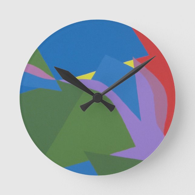 Gedämpfte abstrakte Komposition runde Uhr (Vorderseite)