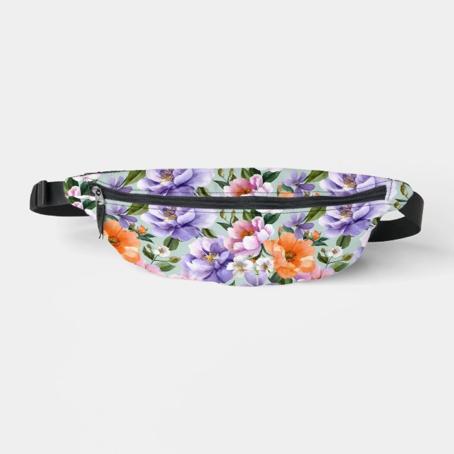Gedämpfte bunte Blumen Boho-Blume  Bauchtasche (Vorderseite)