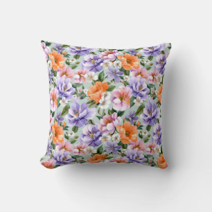 Gedämpfte bunte Blumen Boho-Blume  Kissen