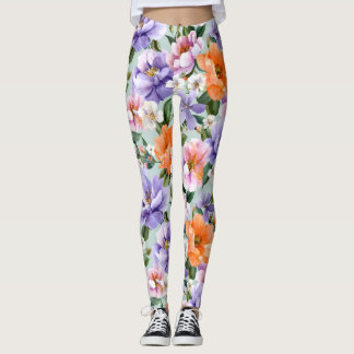 Gedämpfte bunte Blumen Boho-Blüte  Leggings