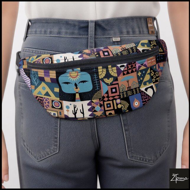 Gedämpfte erdige Folk-Art-Patchworkdecke Bauchtasche (Von Creator hochgeladen)