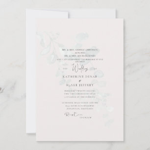 Gedämpfte Eukalyptus-Blush-Hochzeit beider Eltern Einladung