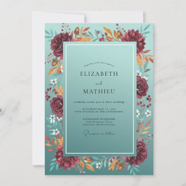 Gedämpfte Eukalyptus-Hochzeit Einladung (Vorderseite)
