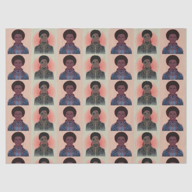 Gedämpfte Farbe Afrofuturistische Könige Seidenpapier (Vorderseite)
