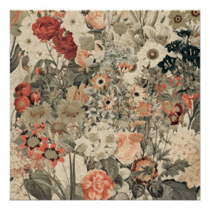 Gedämpfte Farben Blumen Collage Poster