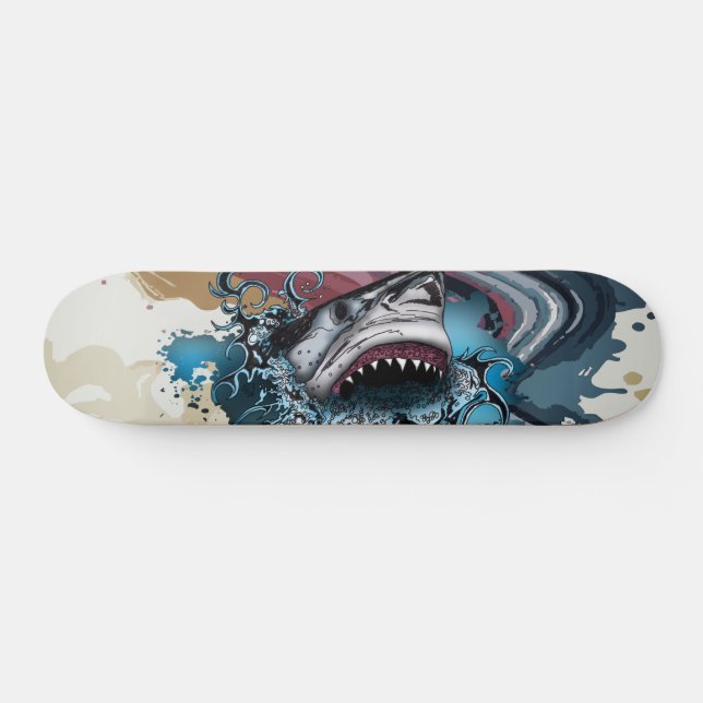 Gedämpfte Farbspritzer-Hai-Abstraktkunst Skateboard (Horizontal)