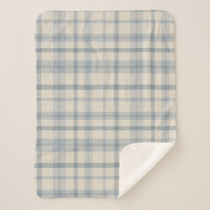 Gedämpfte Farmhouse-Blau karierte Baby-Jungen-Nurs Sherpadecke