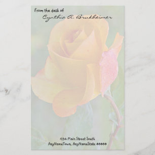 Gedämpfte gelbe Rosen-personalisiertes Briefpapie Briefpapier