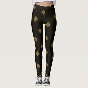 Gedämpfte goldene Blätter Schwarz  Leggings