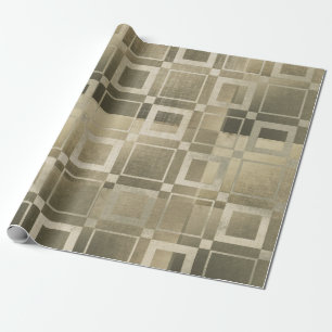 Gedämpfte goldene Quadrate Moderne geometrische Gl Geschenkpapier