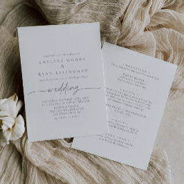 Gedämpfte graue einfache minimalistische Hochzeit  Einladung