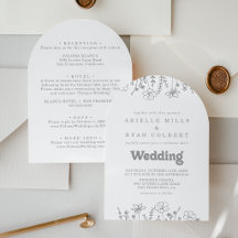 Gedämpfte Graue Wildblumen-Hochzeit Vorder- und Rü