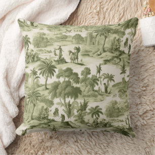 Gedämpfte grüne Cottage-Toile-Landschaft Kissen