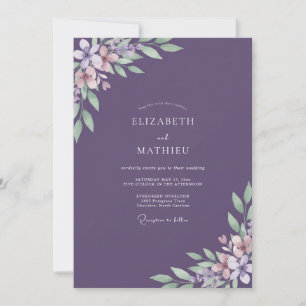 Gedämpfte lila bemalte Hochzeit Einladung