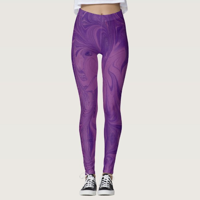 Gedämpfte lila gemarmorte Leggings (Vorderseite)