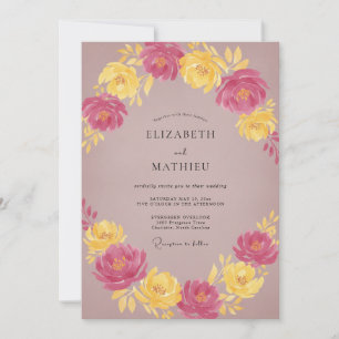 Gedämpfte Maive-Gelb-Blüten-Hochzeit Einladung