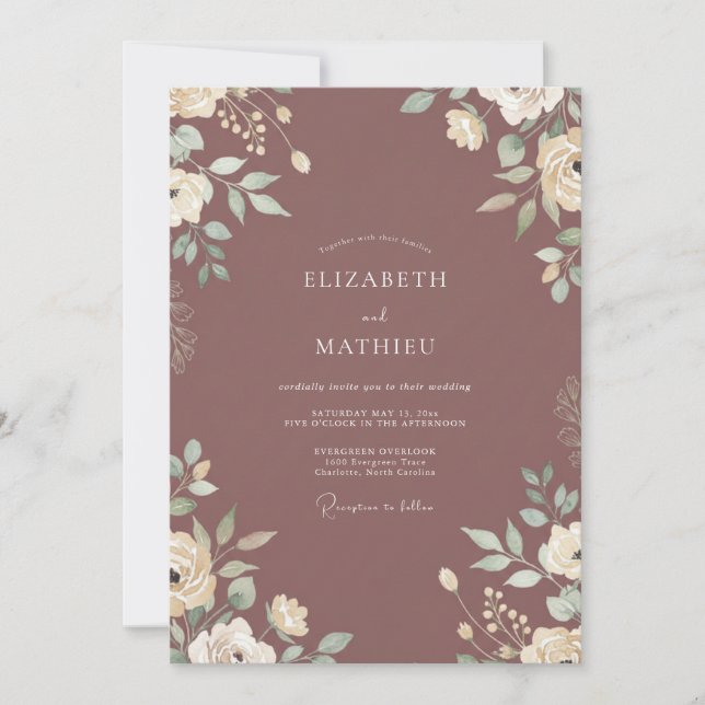 Gedämpfte Maive Hochzeit Einladung (Vorderseite)