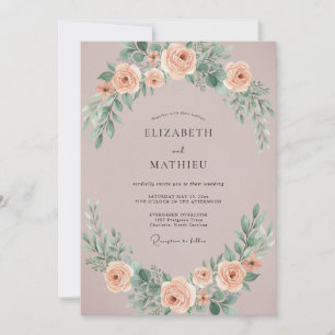 Gedämpfte Mauve Romantische Botanische Hochzeit Einladung