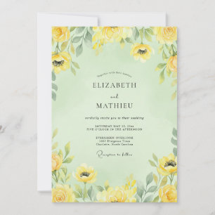 Gedämpfte Minze Ranunculus Eukalyptus Hochzeit Einladung