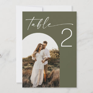 Gedämpfte Olivgrüne Natur-Hochzeitstisch-Nummer Einladung