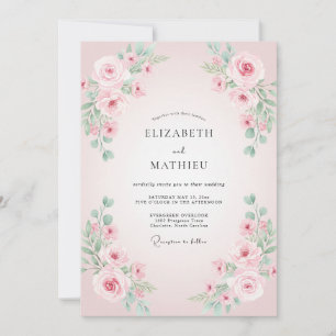 Gedämpfte Pastell-Blüten-Hochzeit Einladung