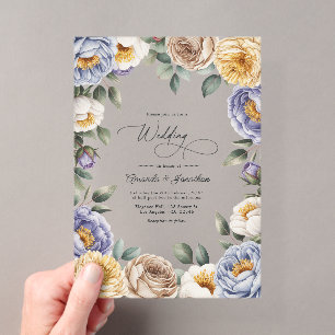 Gedämpfte Periwinkle-, Buttercreme- und Greige-Hoc Acryleinladungen
