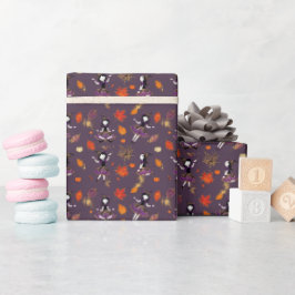 Gedämpfte Pflaume | Halloween Kleine Hexe Geschenkpapier
