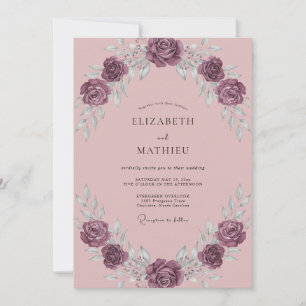 Gedämpfte Pflaumenblüten-Hochzeit Einladung