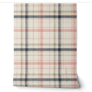 Gedämpfte Pink Grün Blau Karo Tapete