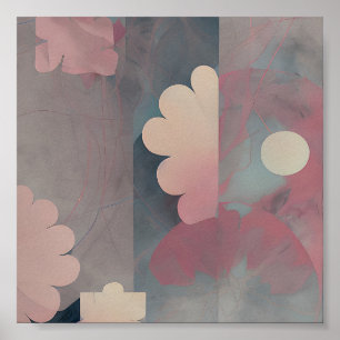 Gedämpfte rosa abstrakte Gänseblümchen Poster
