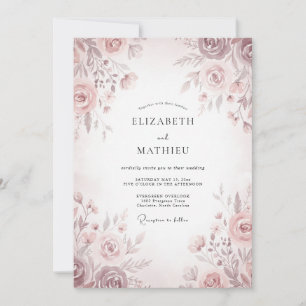 Gedämpfte rosa Blütenhochzeit Einladung